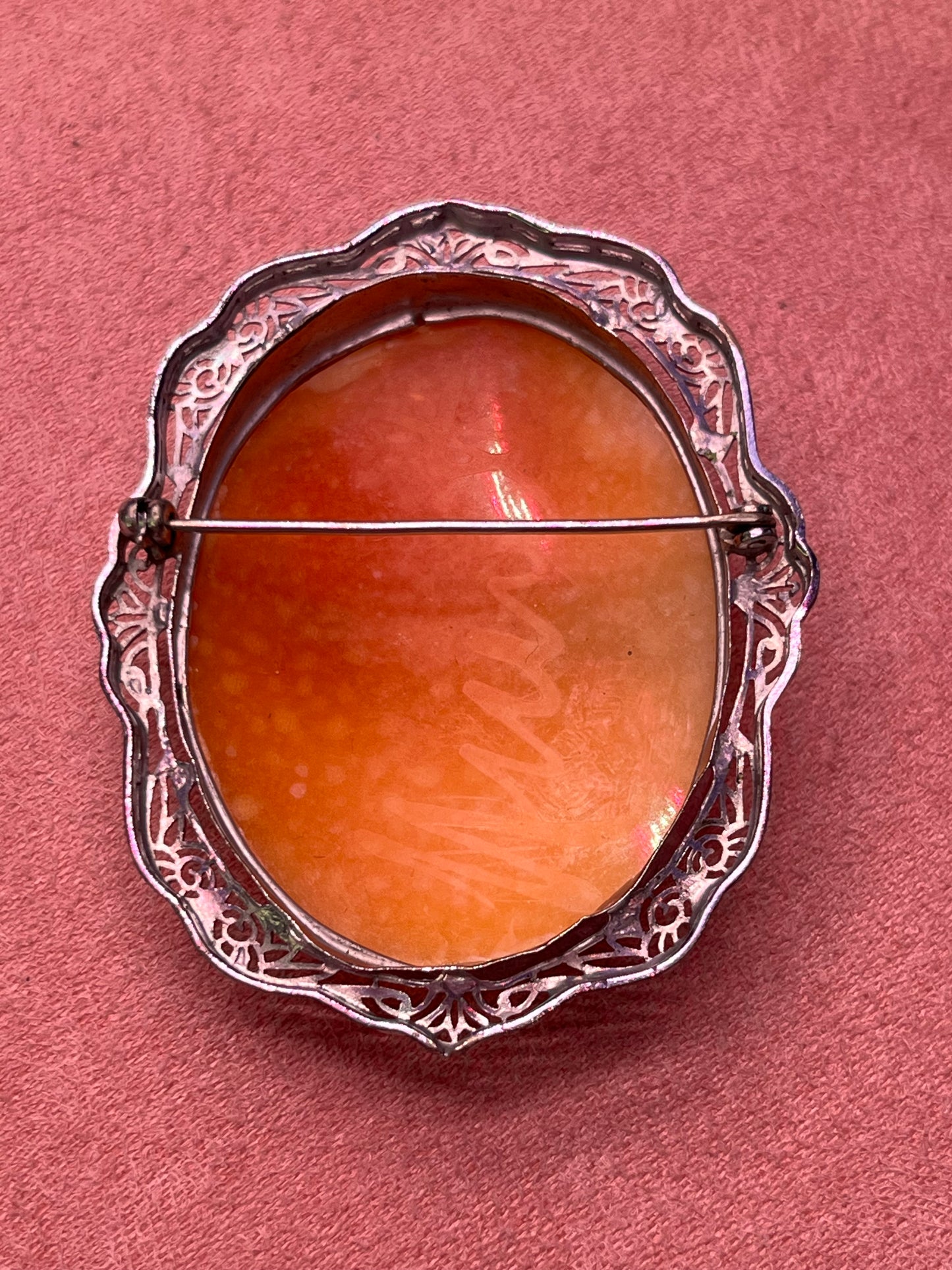 Vintage 1930-40's Intricate Hand Carved Cameo set in Sterling Silver