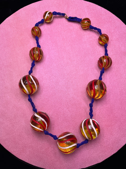 Vintage 1940's Rare Massive Apple Juice Bakelite Beaded Necklace