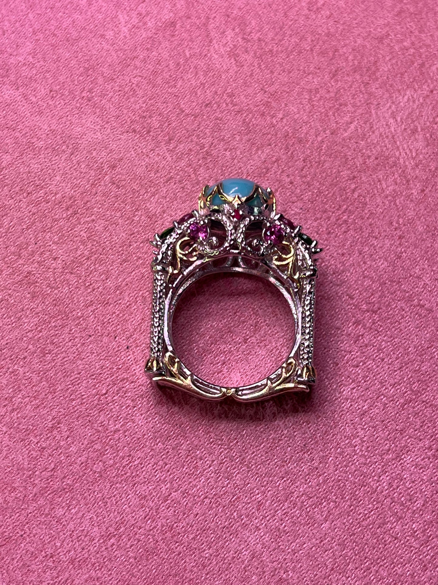 Unique Geometric Sterling Silver 925 Genuine Turquoise Ring