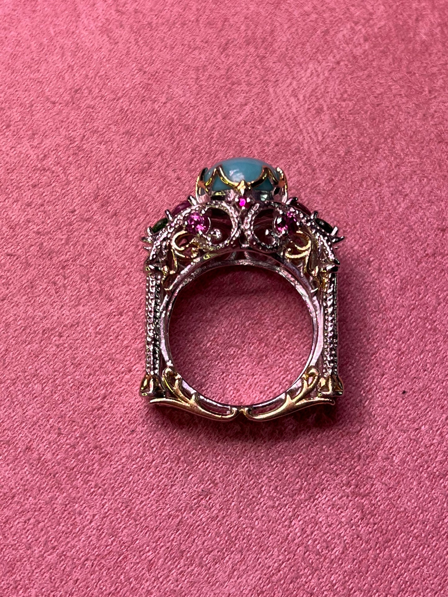 Unique Geometric Sterling Silver 925 Genuine Turquoise Ring