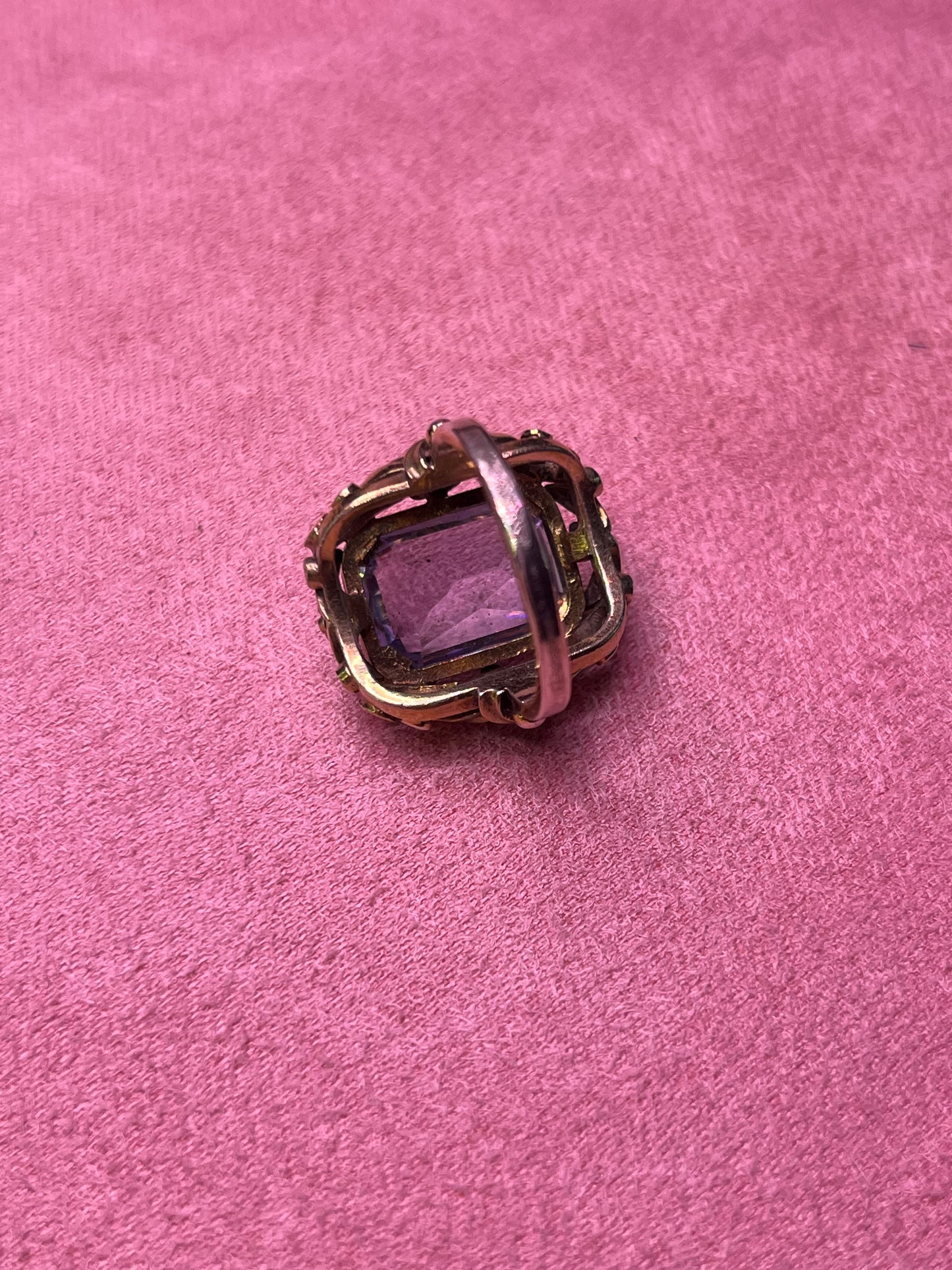 Vintage 1930's Sterling Silver with Gold Wash Genuine Aquamarine Ring