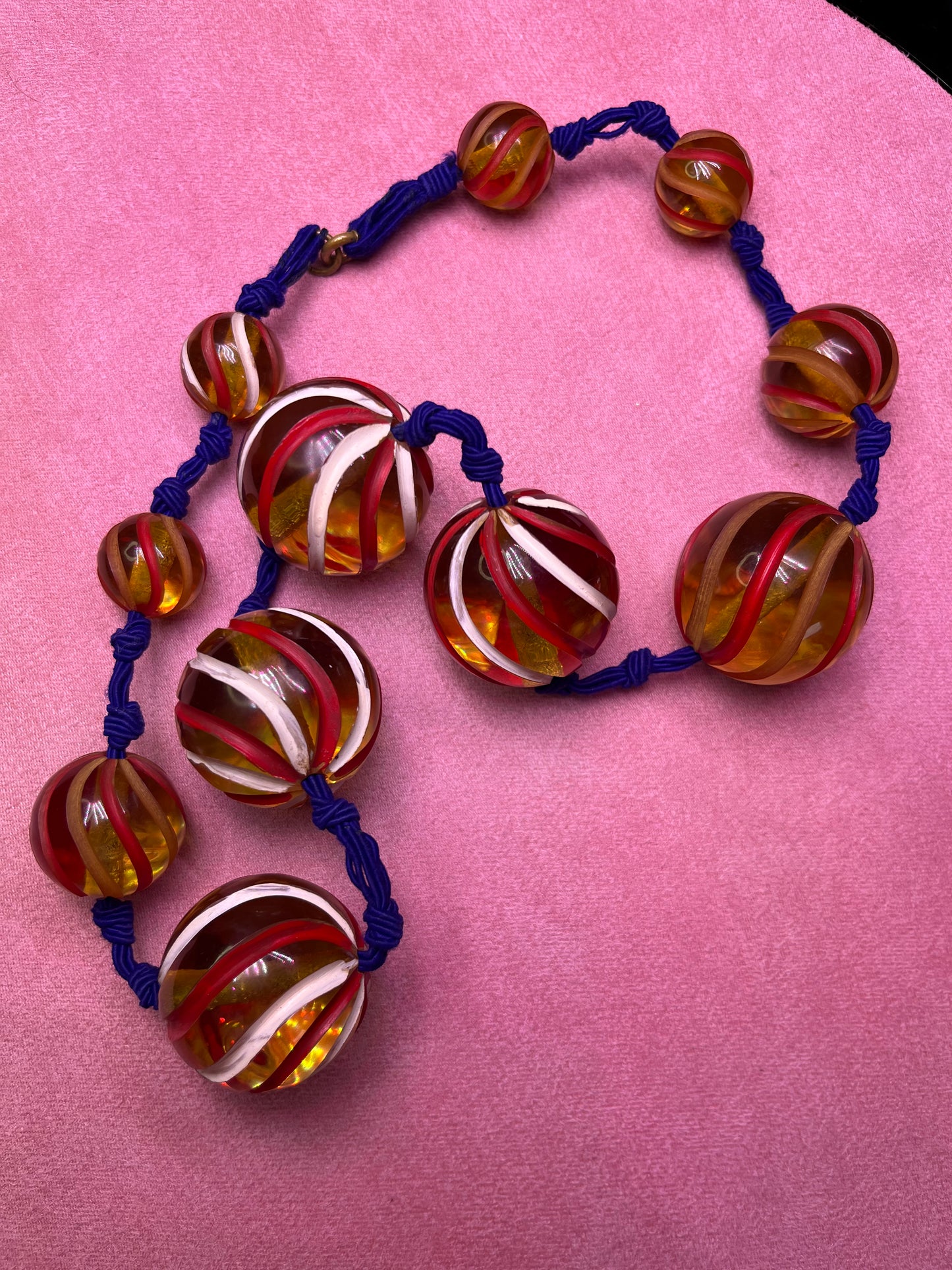 Vintage 1940's Rare Massive Apple Juice Bakelite Beaded Necklace