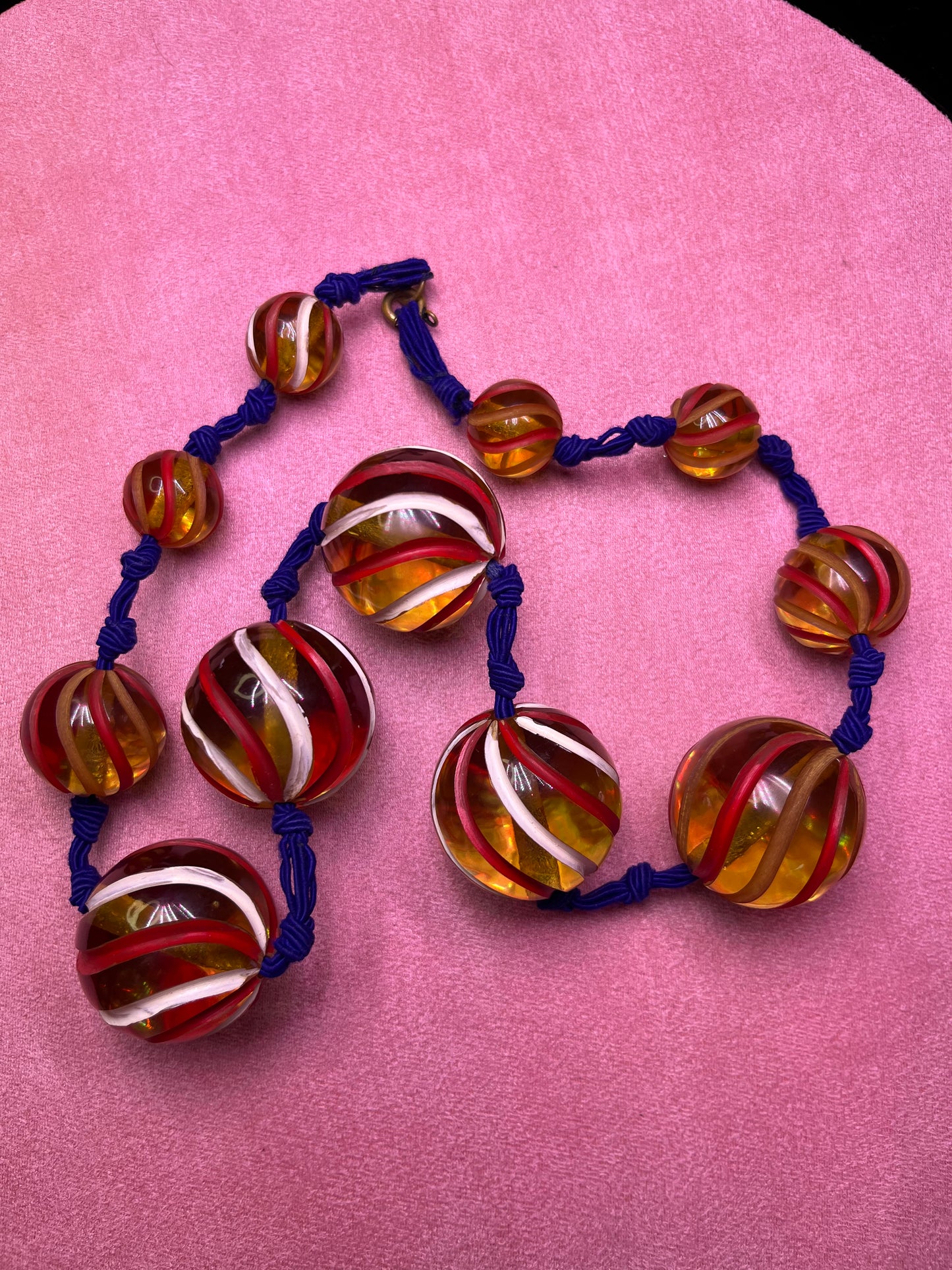 Vintage 1940's Rare Massive Apple Juice Bakelite Beaded Necklace