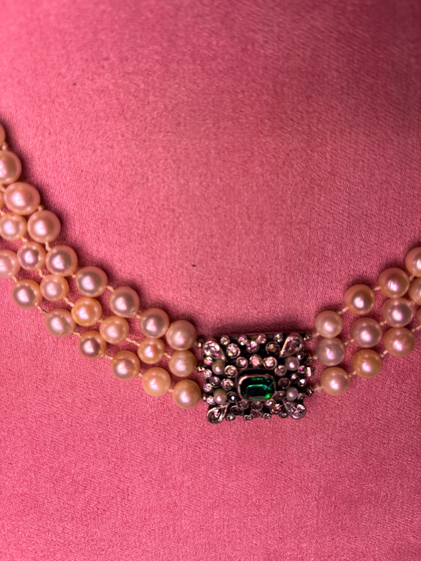Genuine 1940's cultured pearl Necklace  Large Sterling clasp